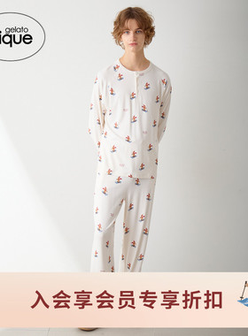 gelato pique25秋冬新品男睡裤滑雪小熊满印系带长裤PMCP255256
