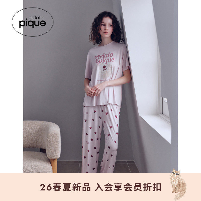 gelato pique26春夏新品女睡衣套装爱心蛋糕短袖长裤PWCT262349