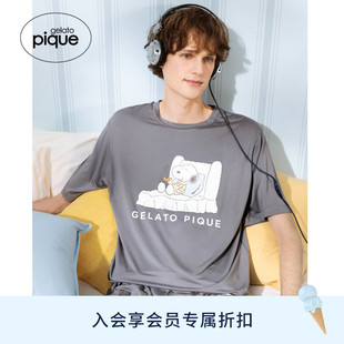 gelato pique26春夏新品男睡衣史努比凉感短袖T恤居家PMCT262957