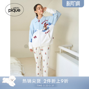 滑雪小熊满印系带长裤 女睡裤 PWCP255253 pique25秋冬新品 gelato