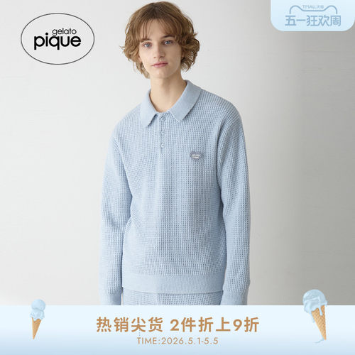 gelato pique25秋冬新品男女同款睡衣纯色华夫格套头衫PHNT255928