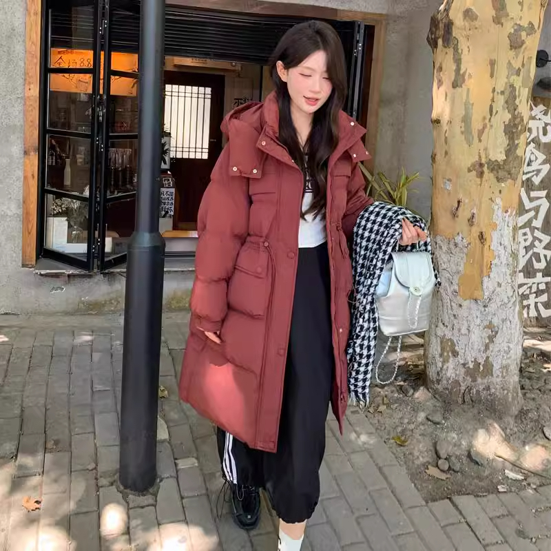 泡芙羽绒服女款长款2025年新款长过膝时尚加厚连帽超厚面包服潮
