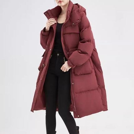 泡芙羽绒服女款长款2025年新款长过膝时尚加厚连帽超厚面包服冬季