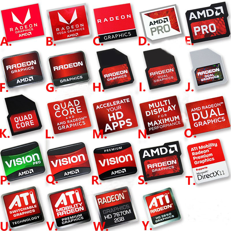 AMD 显卡标志 笔记本标签贴纸RADEON GRAPHICS VISION PRO