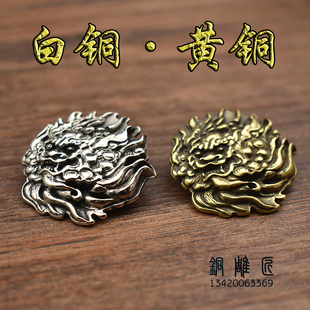 黄铜白铜唐狮财布扣纯铜狮子头钱包扣DIY箱包装饰扣养牛铜配件