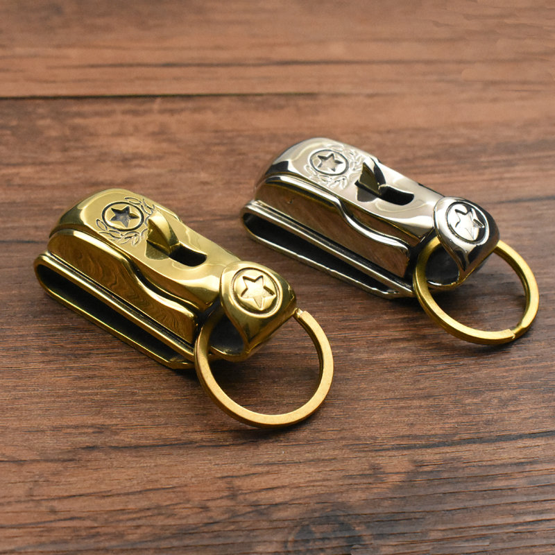 纯黄铜白铜穿扣皮带裤腰保险插式