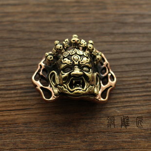 新款 红铜+黄铜大黑天  怒目金刚铜财布扣钱包扣装饰财布扣固定