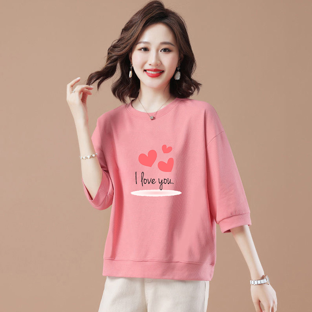 七分袖纯棉t恤女中袖打底衫女