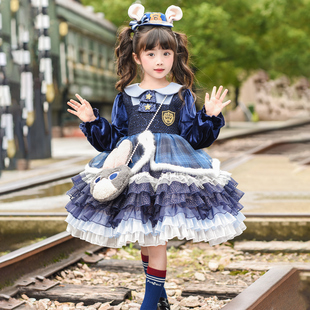 女童兔子警官洛丽塔公主裙2025新款公主连衣裙女孩加绒加厚礼服裙