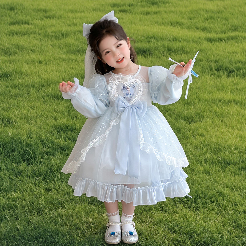 冰雪甜美儿童迪士尼生日连衣裙图片
