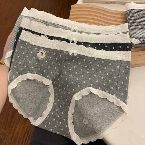 内裤女中腰包臀纯棉蕾丝透气抑菌