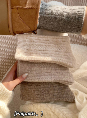 羊毛袜子女款冬季加厚加绒2026新款爆款白色保暖中筒堆堆长袜纯棉