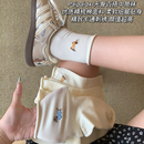 天白色卡通防臭透气短袜 袜子夏薄款 女2025新款 爆款 纯棉中筒袜夏季