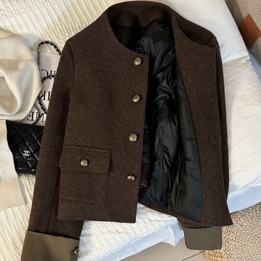 今年流行特惠咖色复古名媛小香风短外套女2025冬季新款夹棉内里,女装/女士精品,大码呢大衣,淘宝优惠券,粉丝福利购,淘宝优惠卷