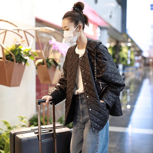 今年流行特惠大表姐同款重工菱格头层绵羊皮真皮棉服皮衣女短款