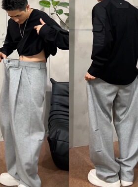 今年流行特惠XDZZ25ss秋季百搭重磅高街慵懒感廓形捏褶阔腿时尚