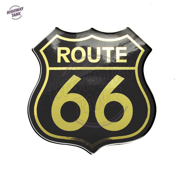 摩托车贴纸 复古66号公路油箱贴汽车纸贴3D滴胶贴纸 软胶立体贴纸