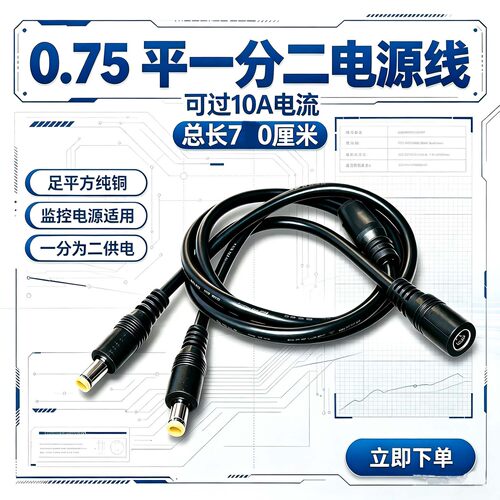监控DC一分二纯铜延长线10A