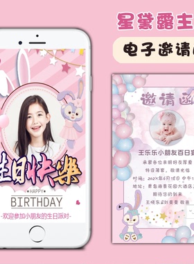 星黛露主题生日派对电子请柬满月宴百日宴动态邀请函周岁H5微请帖