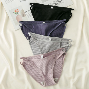 薄款 4条装 夏季 女纯棉裆抗菌低腰无痕少女日系三角裤 透气 女士内裤