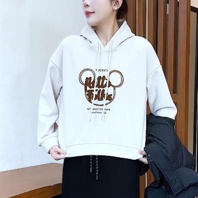 小个子休闲连帽卫衣女2025春秋新款字母印花帽衫时尚减龄短款上衣