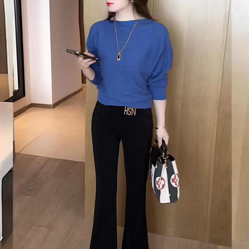 蝙蝠袖针织衫女士娇小时尚顶2025春秋季新宽松修身看底针织衫