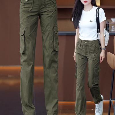工装裤女夏季薄款2025新款高腰显瘦多口袋户外直筒长裤运动休闲裤