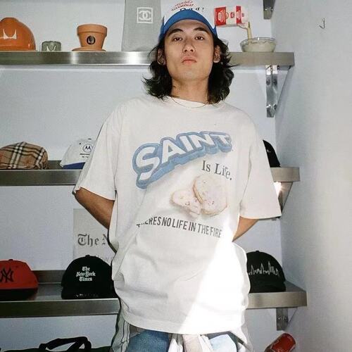 SaintMichael 22AW新款 OREO曲奇饼干做旧印花vintage短袖T恤 TEE