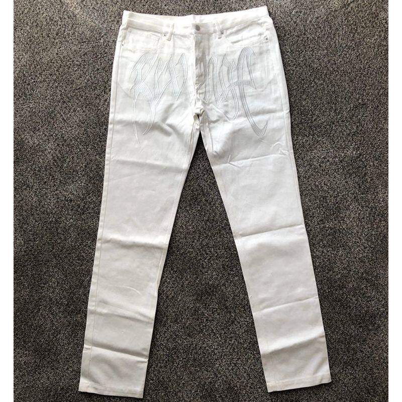 【现货】Revenge Embroidered Denim Jeans 纯白刺绣牛仔裤直筒裤