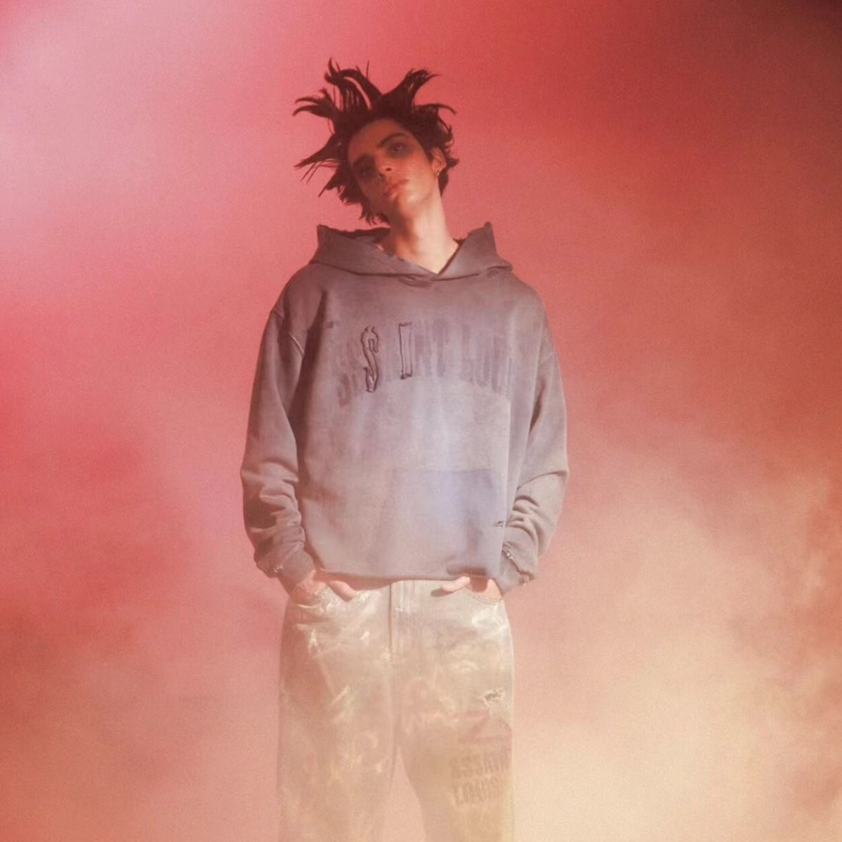 SSSAINT LOUIS 掉落字母套头帽衫长袖卫衣 男女同款