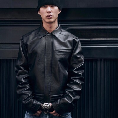 现货FAR ARCHIVE 秋冬新款纯色皮衣机车风潮牌男女翻领夹克外套