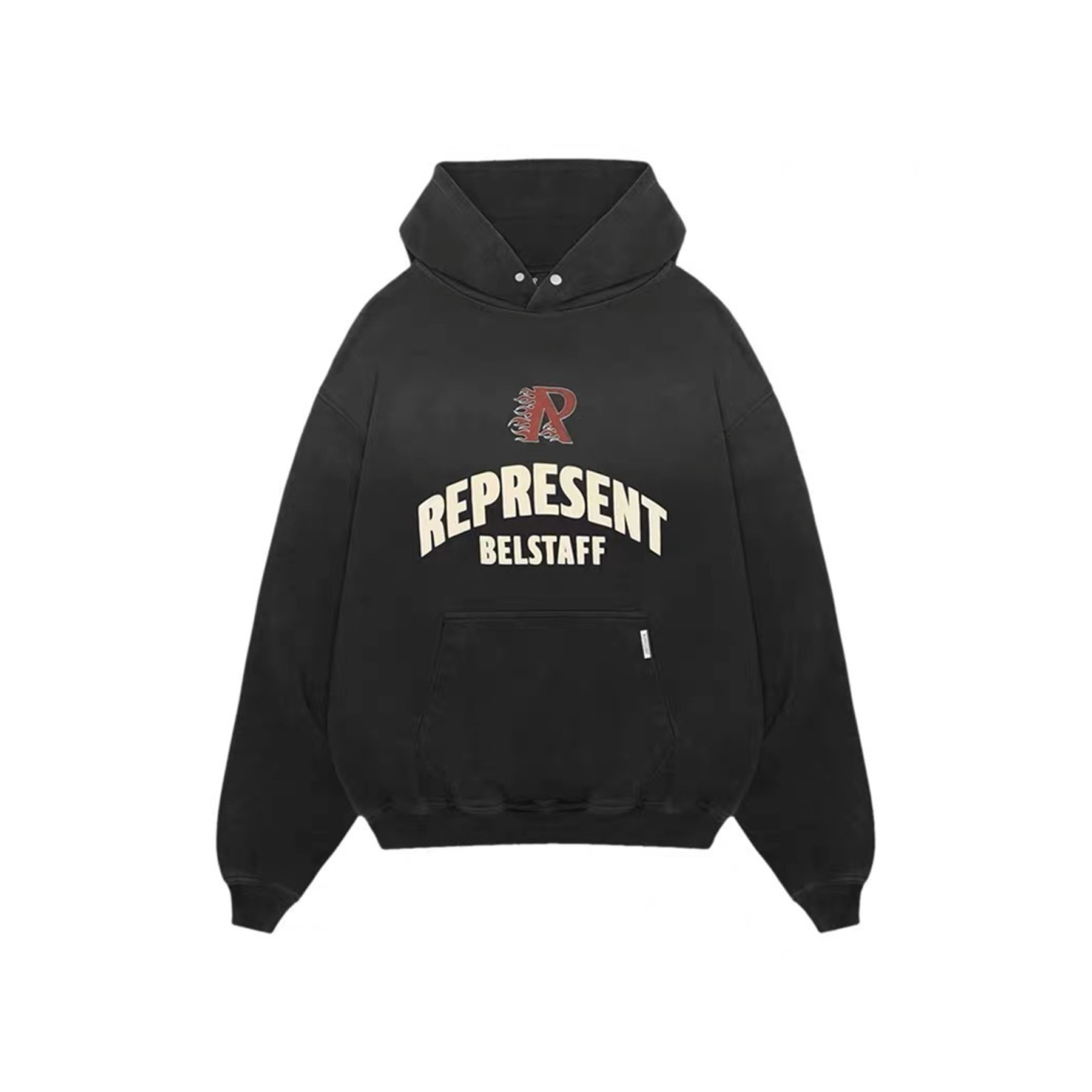 现货REPRESENT 联名款浴火凤凰火焰R洗水做旧连帽卫衣帽衫