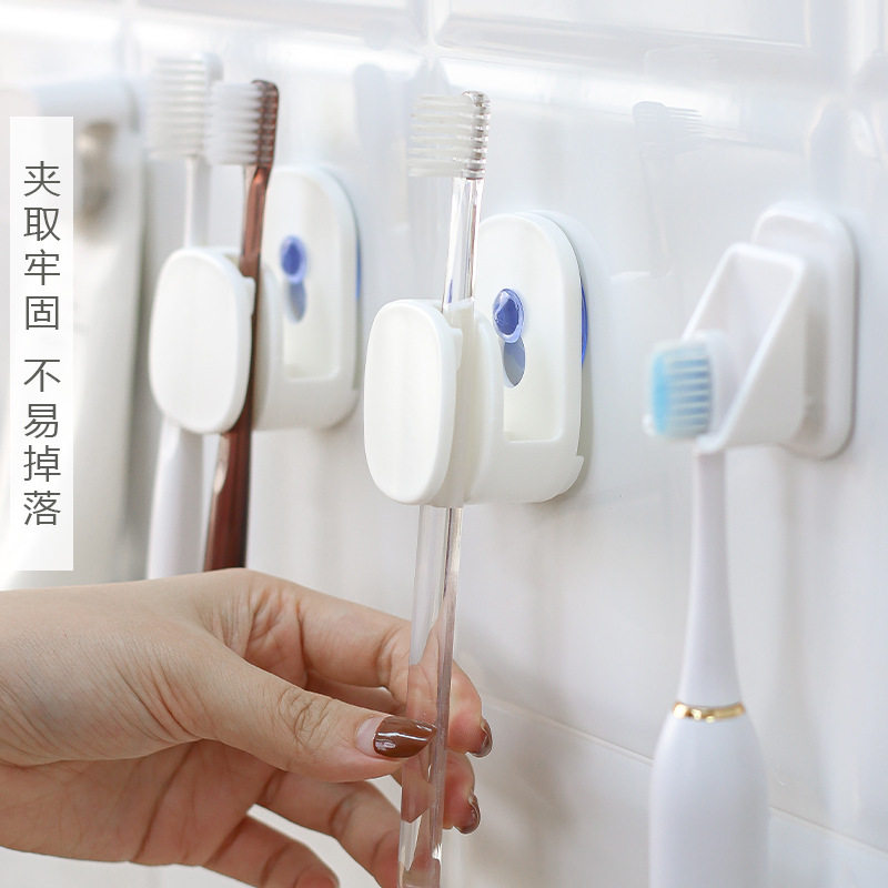 双人吸盘牙刷架 壁挂式免打孔浴室卫生间牙具套装 牙刷置物架图片