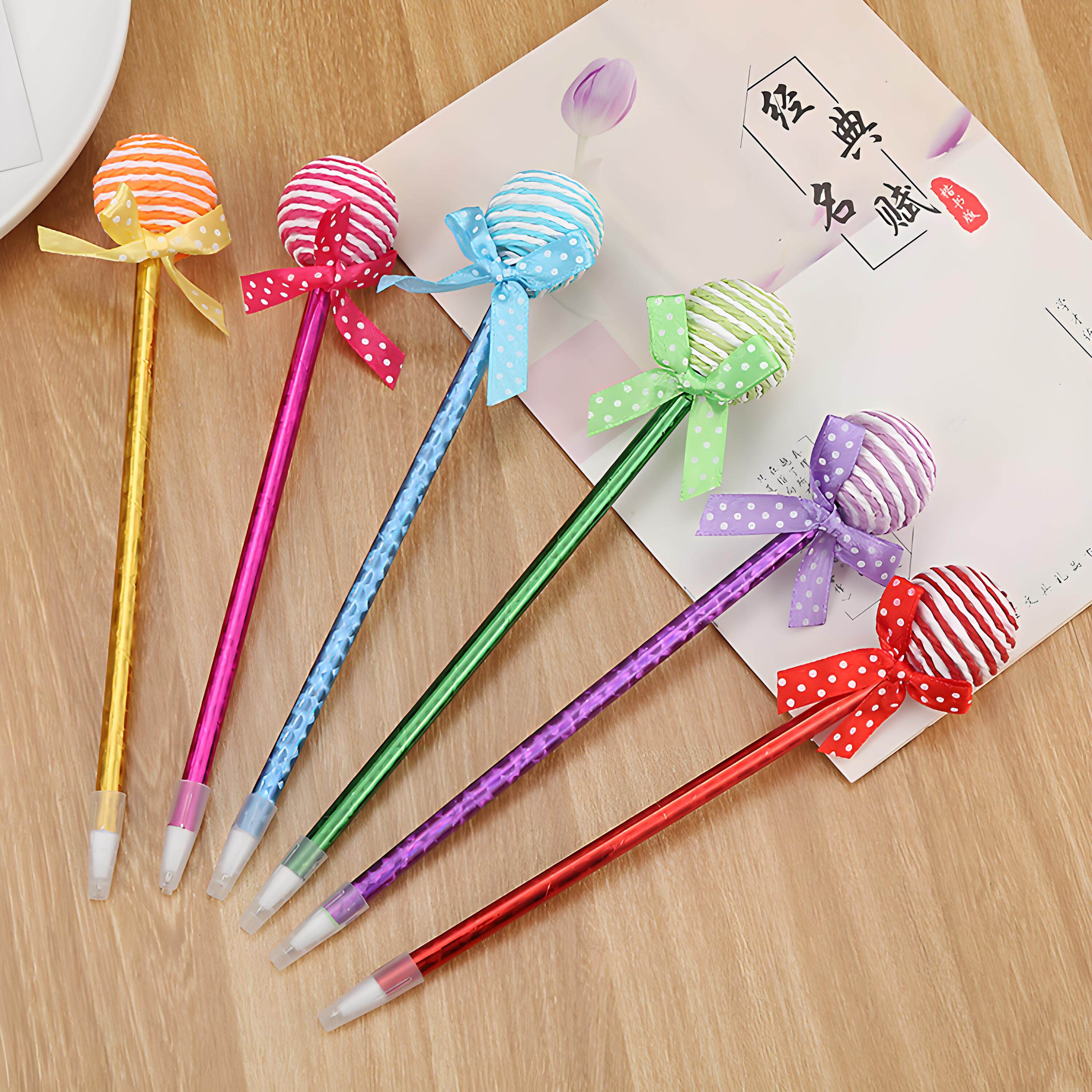 创意文具小礼品棒棒糖圆珠笔 圆形球形糖果造型学生油笔办公学习