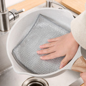 双面加厚吸水银丝洗碗巾耐用网格抹布清洁去污防油钢丝洗碗布