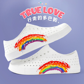 男士 洞洞鞋 外穿透气凉鞋 软底情侣休闲户外钓鱼涉水沙滩鞋 男款 夏季