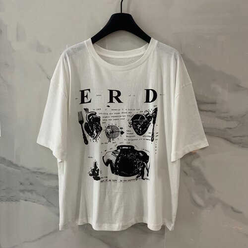 水洗版画字母印花宽松慵懒短袖T