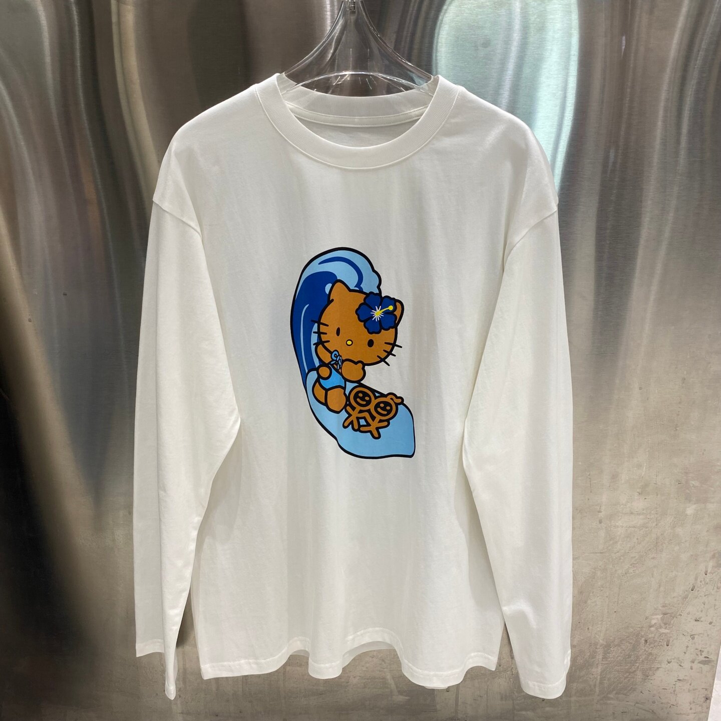 小众设卡通火柴人猫咪冲浪印花T