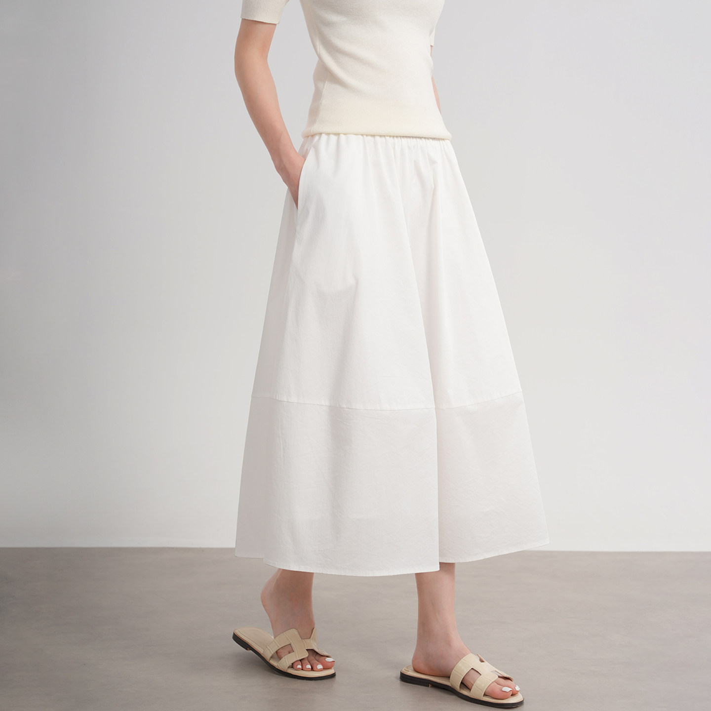 2025年夏季新款梨型身材淡人高腰白色半身裙女仙女A字裙长裙伞裙,女装/女士精品,半身裙,淘宝优惠券,粉丝福利购,淘宝优惠卷