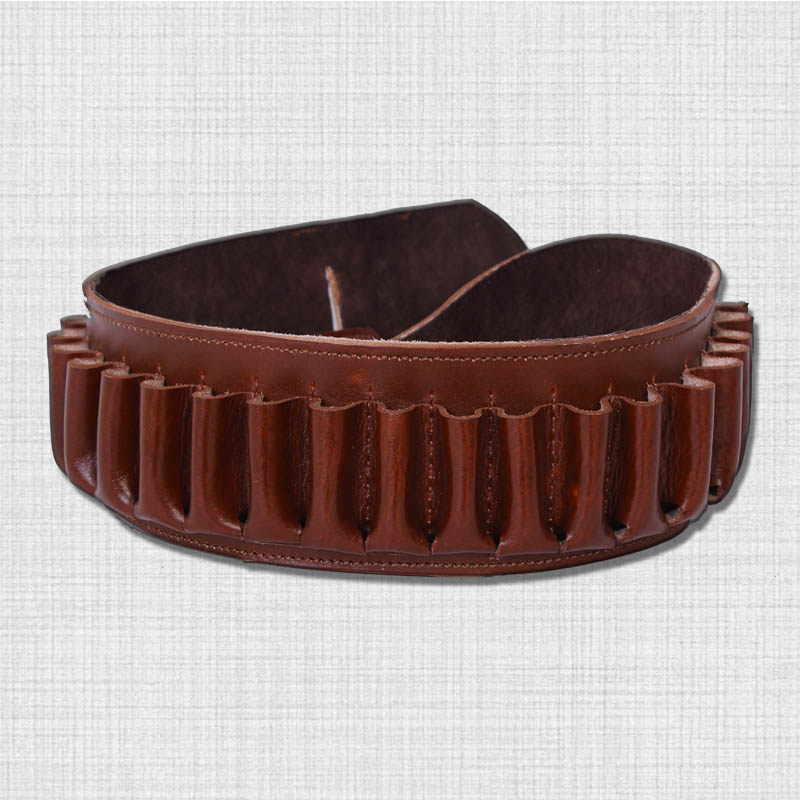 军迷战术25孔散弹收纳牛皮腰带户外cs野战12ga16号弹壳子弹腰带