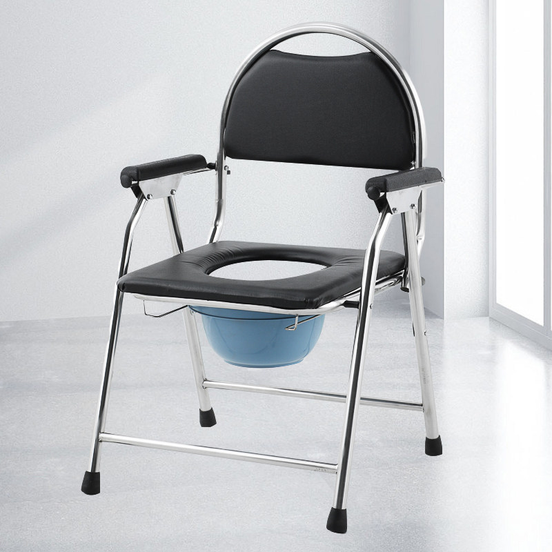 加固折叠坐便椅老人移动家用大便椅孕妇厕所坐便器病人移动坐便器