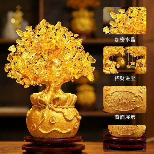 慕蕊水晶挂件定制黄水晶发财树