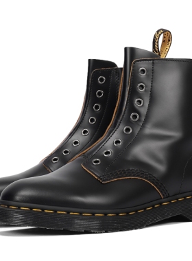 疯家定制 侧拉链尖头马丁靴男做旧欧阳娜娜同款真皮短靴女