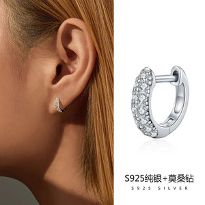 925纯银莫桑钻耳扣女防过敏