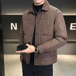 轻薄款羽绒服男士冬季2026新款男装高级感商务痞帅风短款外套男款
