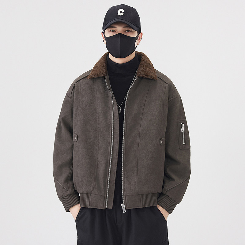 2025冬装新款痞帅翻领羽绒服外套男士轻薄潮牌美式巴恩风保暖夹克