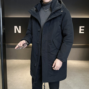 鹅绒羽绒服男中长款冬季2025新款潮牌帅气高级感加厚连帽防寒外套