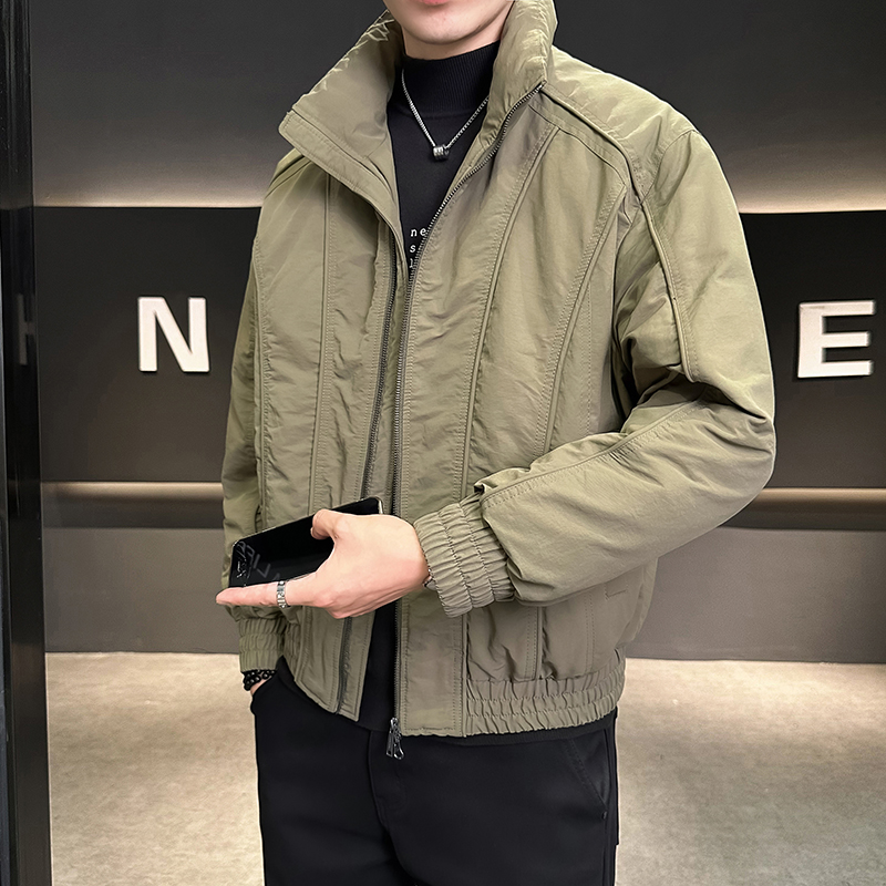 冬季羽绒服男潮牌立领2025年新款修身纯色帅气百搭鸭绒外套男冬装