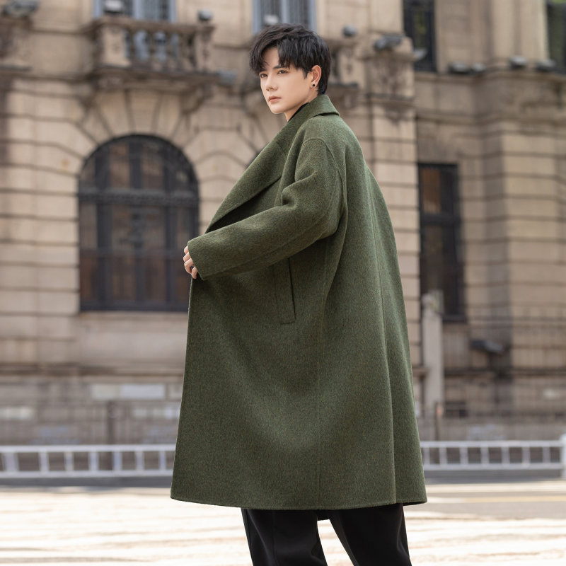 双面绒大衣男士2025新款秋冬季韩版宽松中长款羊毛呢子风衣外套潮