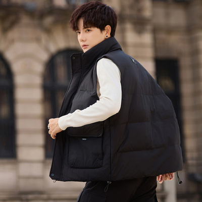羽绒马甲男款2025新款外穿加厚外套潮牌高级感痞帅风秋冬季马夹男